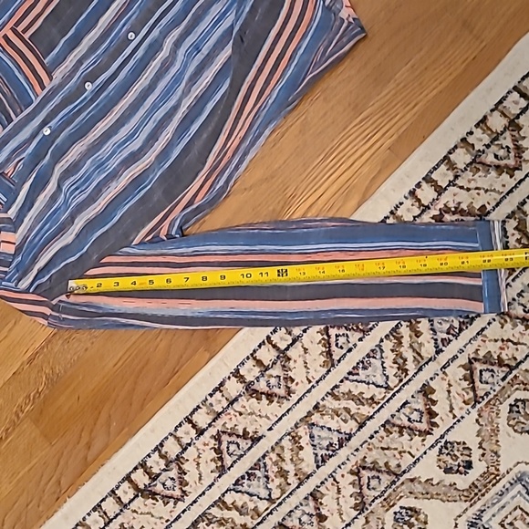 ZAC & RACHEL WOMEN'S LONG SLEEVE BLUE STRIPED FRONT BUTTON SHIRT SIZE MEDIUM - Picture 15 of 16